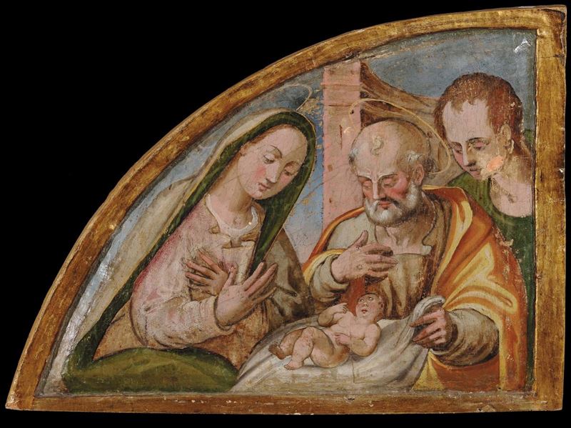 Anonimo dell'Italia Centrale del XVI secolo Nascita di Gesù  - Asta Antiquariato e Dipinti Antichi - Cambi Casa d'Aste