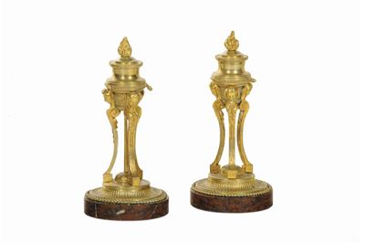 Coppia di Portacandele in Bronzo Dorato, XIX Secolo