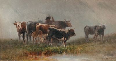 Agostino Fossati (1830-1904)mandria con Pastore