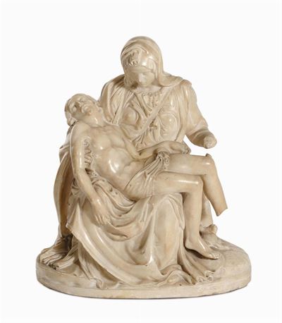Scultura in Marmo Bianco Raffigurante Pietà, Toscana XVIII Secolo