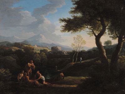 Jan Frans Van Bloemen (1662-1749)paesaggio con Figure