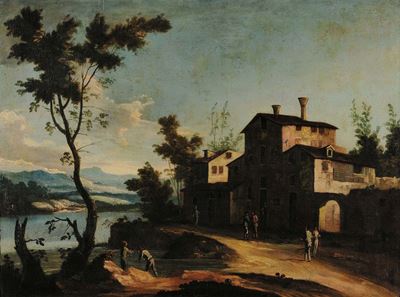Paolo Anesi (1697-1773), Attribuito Apaesaggio Fluviale Paesaggio Fluviale