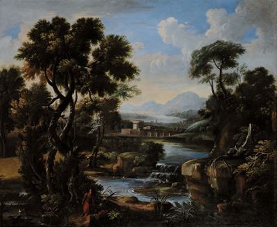 Crescenzio Onofri (1632-1698)paesaggio Laziale con Eremita