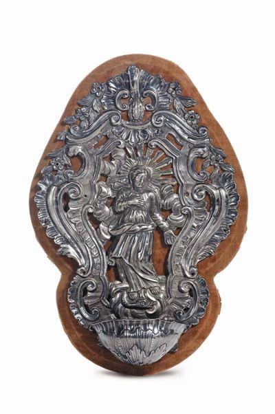 Acquasantiera in Argento Sbalzato, Genova XVIII Secolo