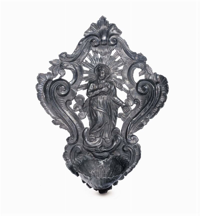 Acquasantiera in argento sbalzato, Genova XVIII secolo  - Auction Antiques and Old Masters - Cambi Casa d'Aste
