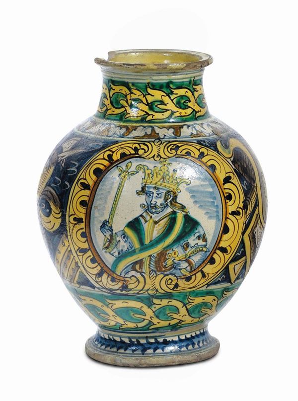 Vaso in maiolica policroma, Burgio XVIII secolo
