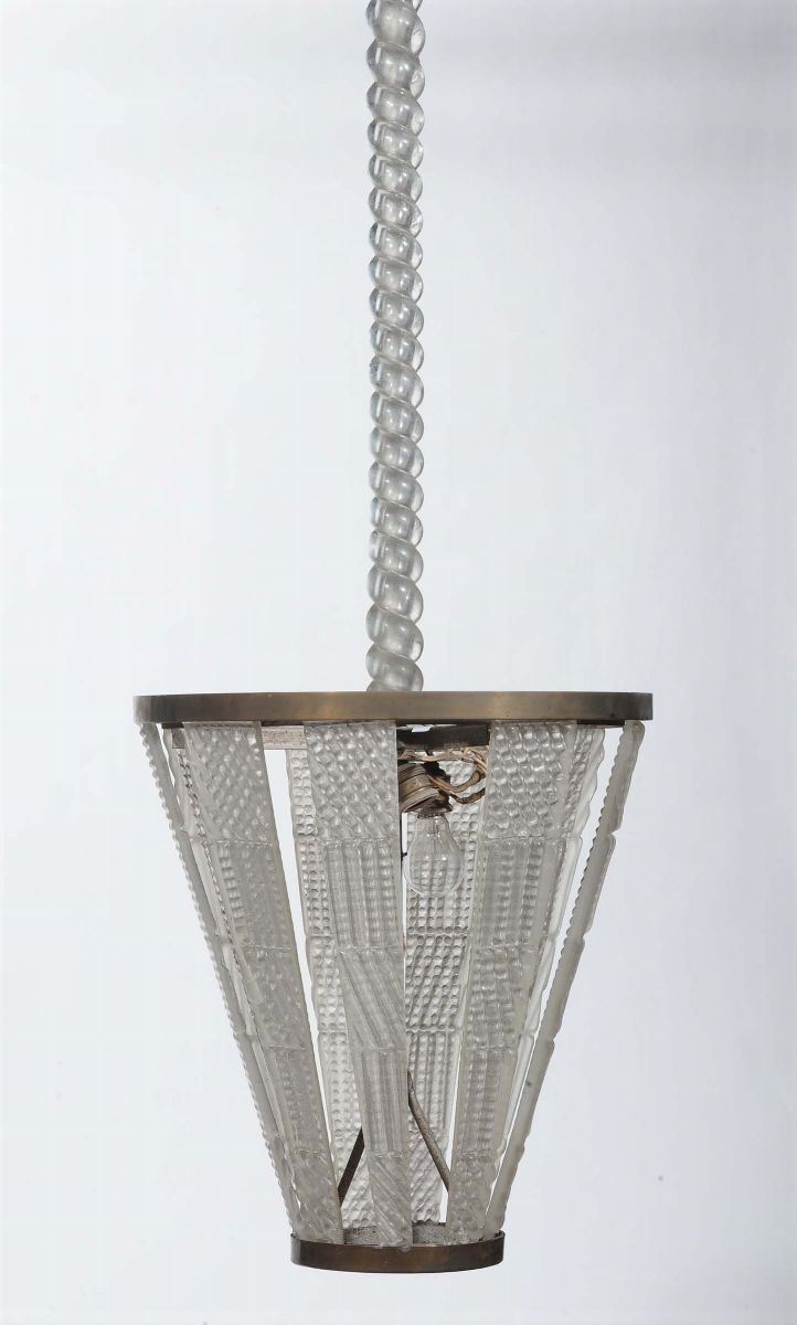 Lampadario in vetro e metallo, Murano anni '30  - Asta Arti Decorative del XX secolo e Design - Cambi Casa d'Aste