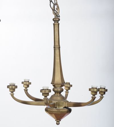 Lampadario a Sei Luci in Metallo Dorato