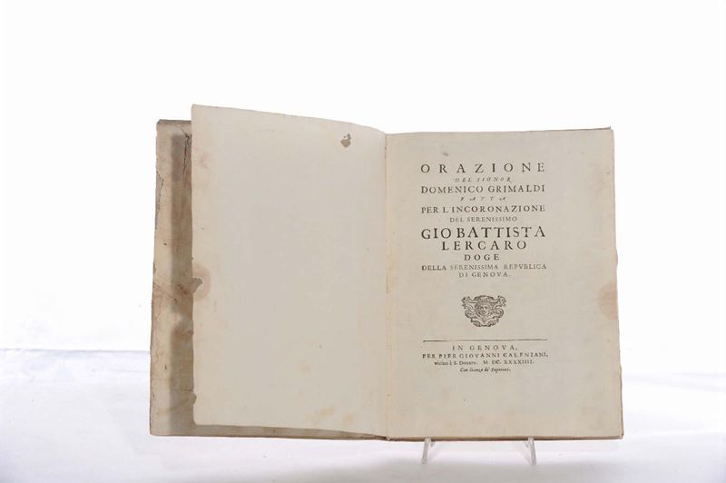 Domenico Grimaldi Orazione per l'incoronazione del serenissimo Gio. Battista Lercaro  - Auction Antiques and Old Masters - Cambi Casa d'Aste