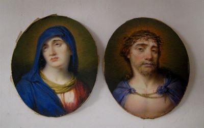 Coppia di Miniature su Avorio, XIX Secolo