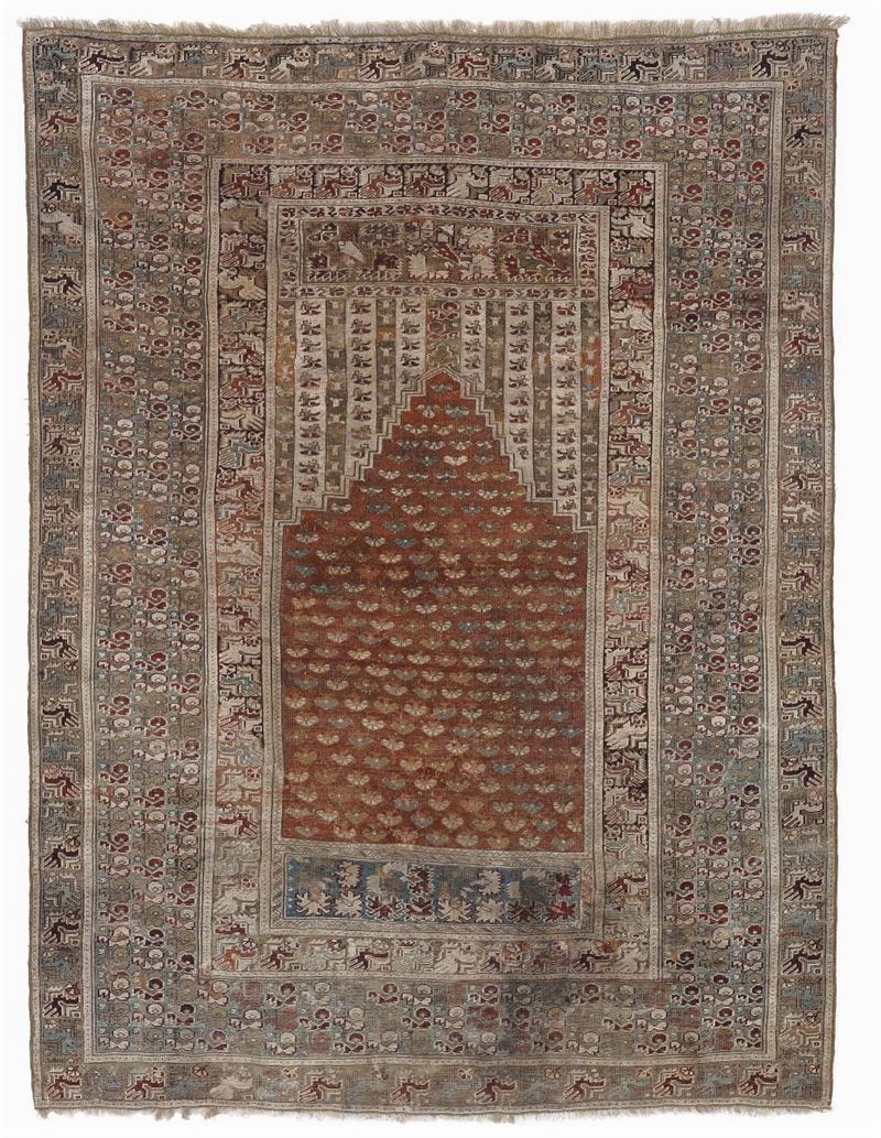 Tappeto anatolico Ghiordes a preghiera, metà XIX secolo  - Auction Ancient Carpets - Cambi Casa d'Aste