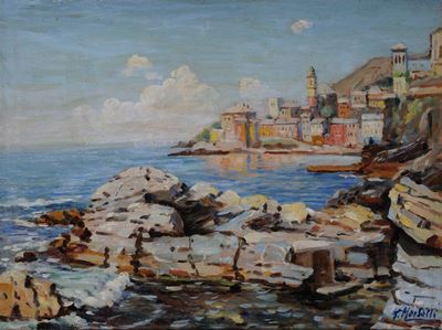 Torquato Merlatti (1919-?)scogliera a Bogliasco