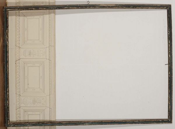 Grande cornice in legno intagliato e lacato a finto marmo, XVIII secolo