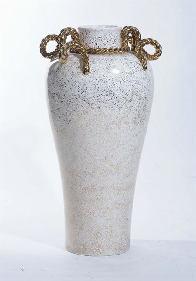 Grande Vaso in Ceramica Firmato Zaccagnini, Fine XIX Secolo
