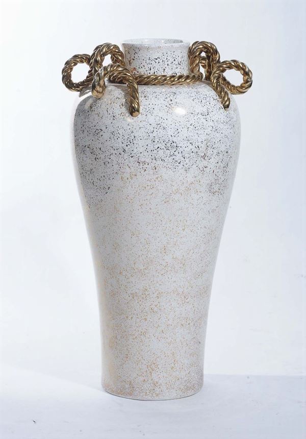 Grande vaso in ceramica firmato Zaccagnini, fine XIX secolo