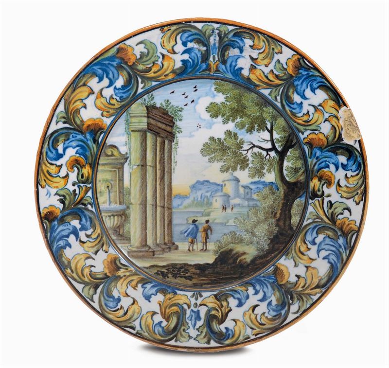 Piattino in maiolica, Castelli XVIII secolo  - Asta Antiquariato e Dipinti Antichi - Cambi Casa d'Aste