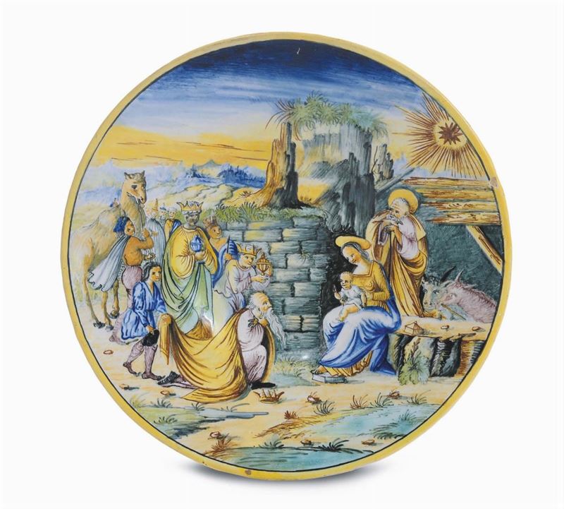 Piatto in maiolica policroma,  XVIII secolo  - Auction Antiques and Old Masters - Cambi Casa d'Aste