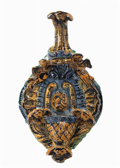 Acquasantiera in Maiolica Policroma, Ariano XVIII Secolo