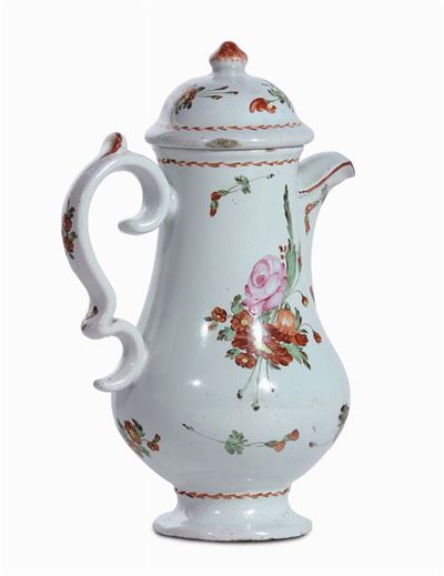 Caffettiera in Maiolica con Coperchio, Pesaro XVIII Secolo