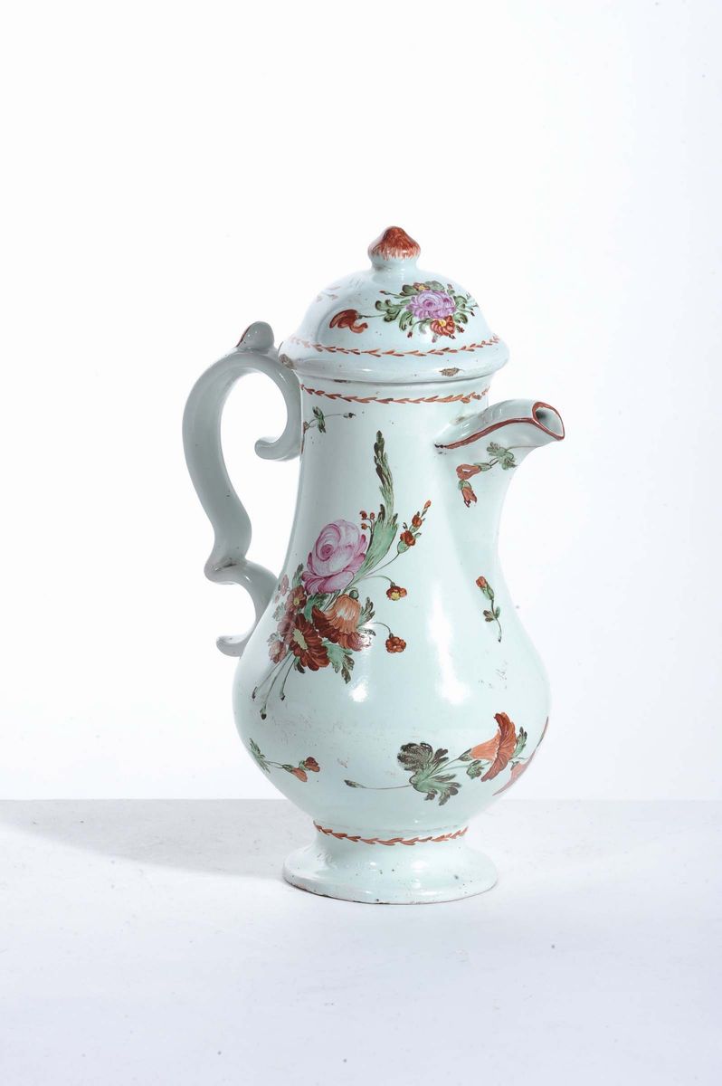 Caffettiera in Maiolica con Coperchio, Pesaro XVIII Secolo