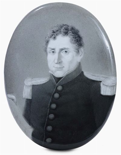 Placca in Porcellana Raffigurante Ufficiale Napoleonico, Francia XIX Secolo