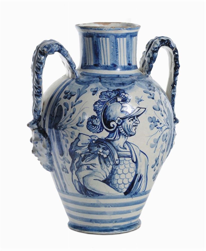 Grande vaso in maiolica con manici datata 1760  - Auction Antiques and Old Masters - Cambi Casa d'Aste