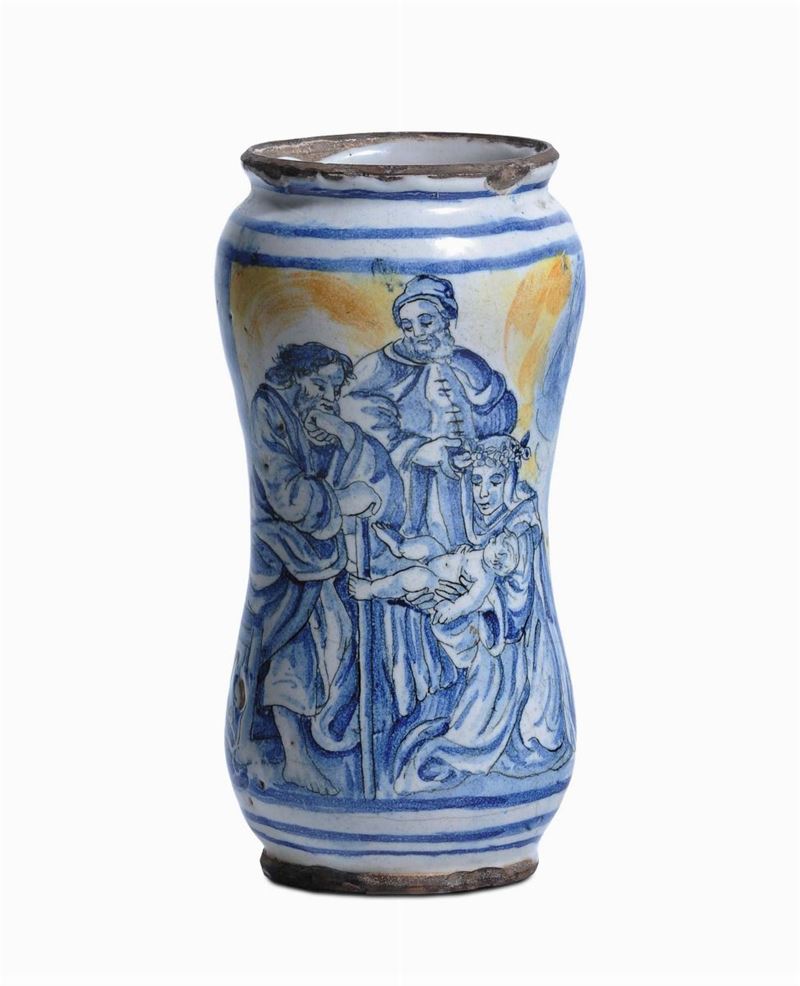 Albarello in maiolica policroma, XVIII secolo  - Asta Antiquariato e Dipinti Antichi - Cambi Casa d'Aste