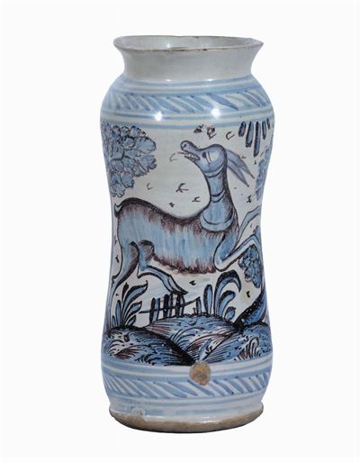 Albarello in Maiolica , Siglato n.C., la Terza XVII Secolo