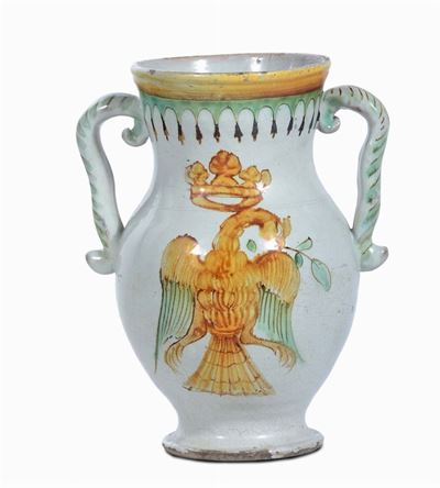 Brocca in Maiolica con Manici, Siglata D.g.M., XVIII Secolo