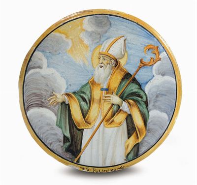 Tondo in Maiolica Policroma, Castelli, XVIII Secolo