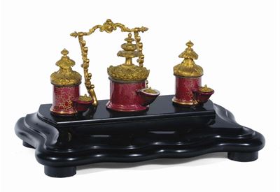 Calamaio XIX Secolo in Marmo Nero Sagomato, XIX Secolo