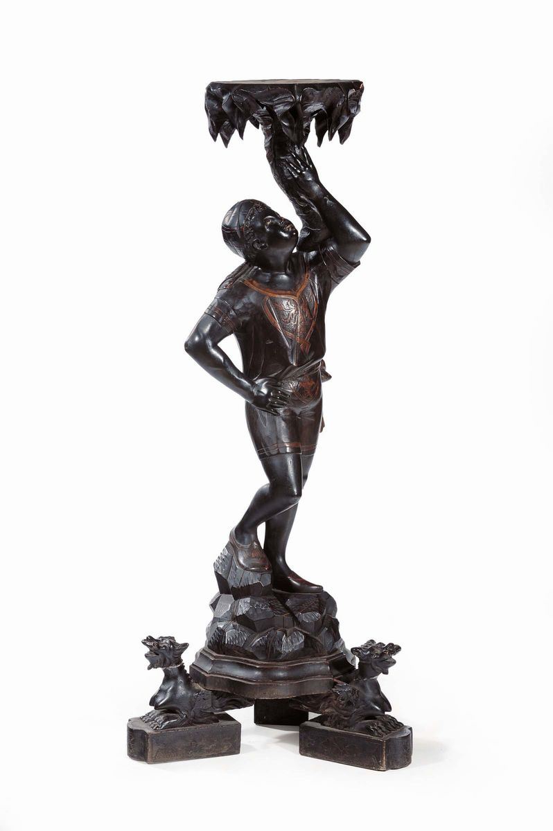 Gueridon in legno intagliato ed ebanizzato, XIX secolo  - Auction Antiques and Old Masters - Cambi Casa d'Aste