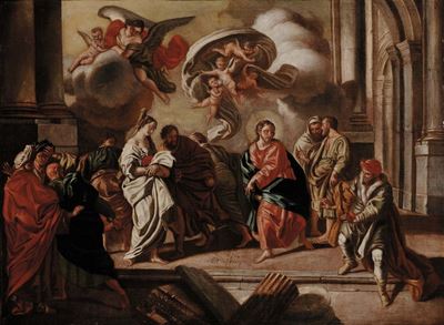 Scuola del XVIII Secolosamaritana al Pozzo Cristo e L'adultera