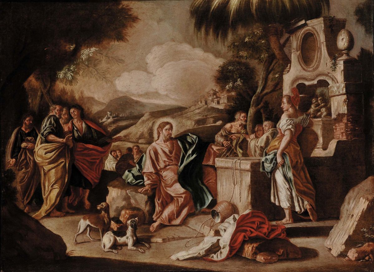 Scuola del XVIII Secolosamaritana al Pozzo Cristo e L'adultera