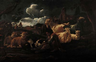 Philipp Peter Roos Detto Rosa da Tivoli (1655-1706), Cerchia Dipastore con Armenti