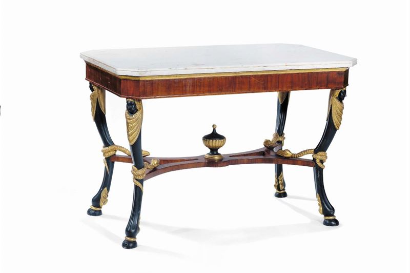 Tavolo in stile Impero lastronato in palissandro  - Asta Antiquariato e Dipinti Antichi - Cambi Casa d'Aste