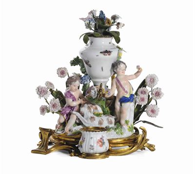 Gruppo in Porcellana Policroma di Meissen, XVIII Secolo