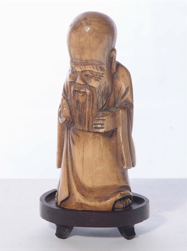 Figura di saggio in avorio, Cina XIX secolo