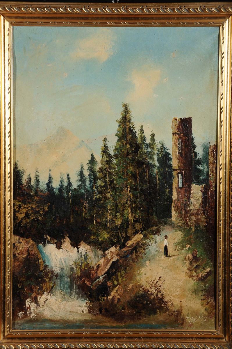 Giuseppe Danieli (1865-1931)passaggiata di Nervi Paesaggio Montano