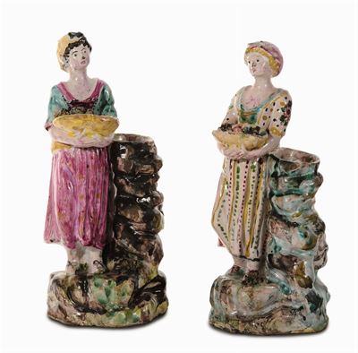 Coppia di Statuine in Ceramica, Firmate Jacques Boselly (1744-1808)