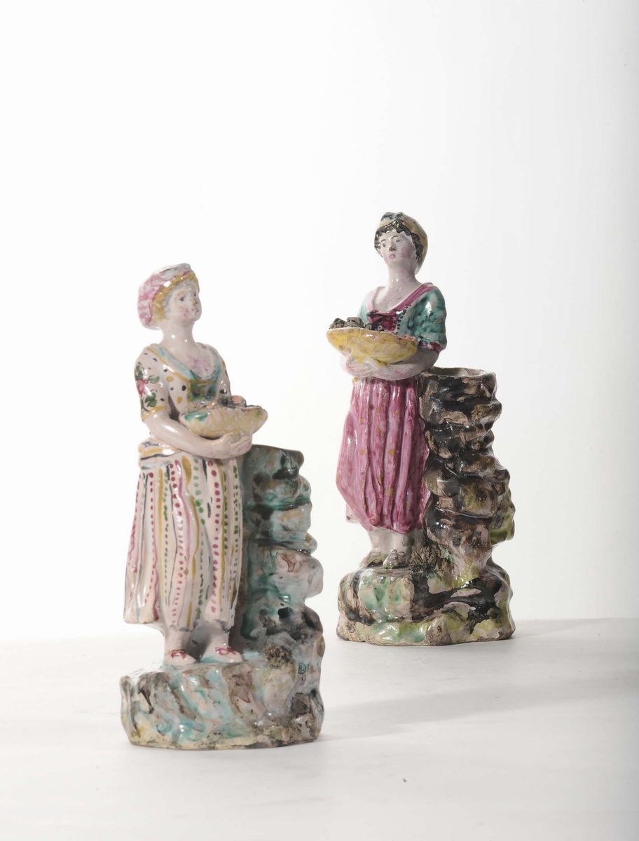 Coppia di Statuine in Ceramica, Firmate Jacques Boselly (1744-1808)