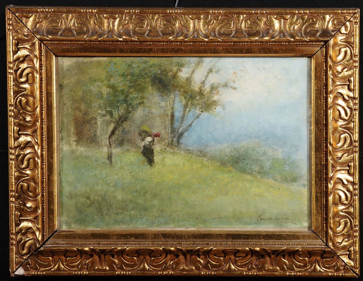 Emilio Borsa (1857-1931)paesaggio con Figura