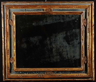 Specchiera Rettangolare in Legno Intagliato e Dorato, XVIII Secolo