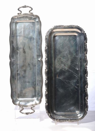 Due Vassoi Diversi in Argento, Gr 1450