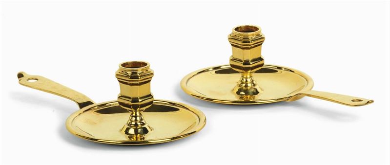 Coppia di bugie in argento inglese 925, marchi Bulgari, 1972  - Auction Silvers, Ancient and Comtemporary Jewels - Cambi Casa d'Aste