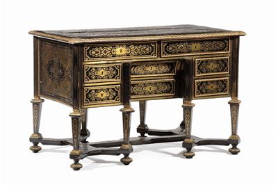 Scrivania Mazzarina Tipo Boulle, Francia Fine XIX Secolo