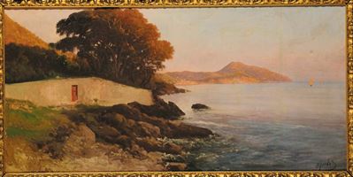 Henry Markò (1855-1921)paesaggio Costiero