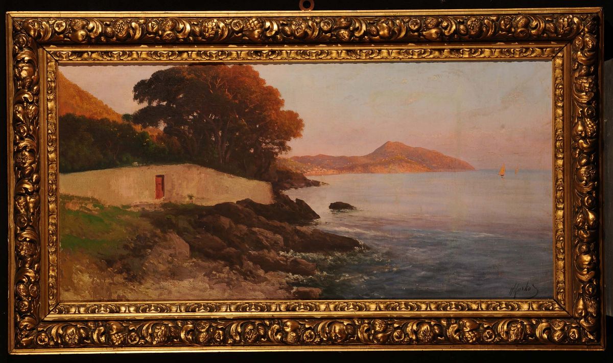 Henry Markò (1855-1921)paesaggio Costiero