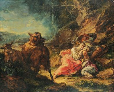 Giuseppe Antonio Pianca (agnona 1703 - Milano 1760)famiglia di Pastorelli in Riposo con Capre