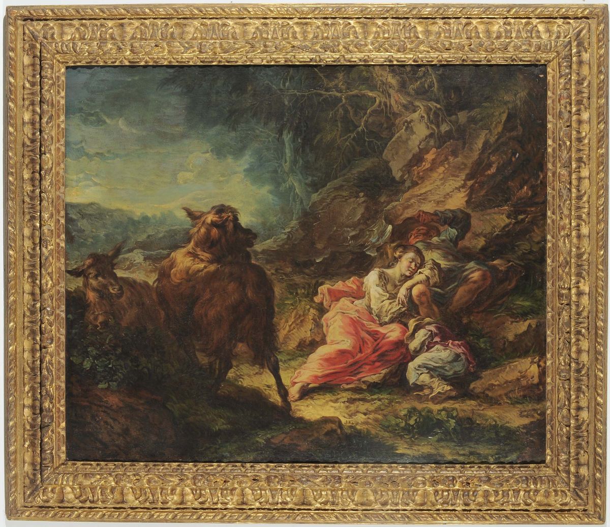 Giuseppe Antonio Pianca (agnona 1703 - Milano 1760)famiglia di Pastorelli in Riposo con Capre